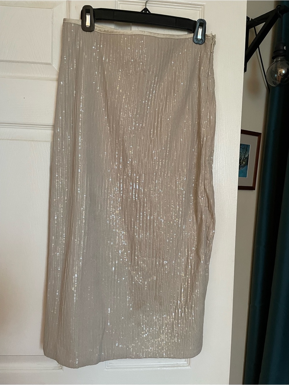 CK Calvin Klein high-end skirt Sequin-Embellished sz 6 beige